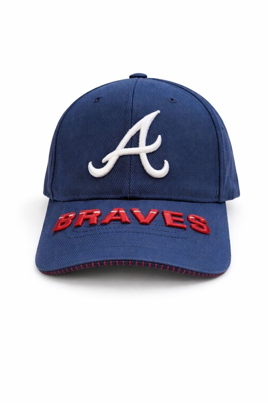Vintage Atlanta Braves Annco Hat MLB Genuine Merchandise Navy Blue Cap 90s